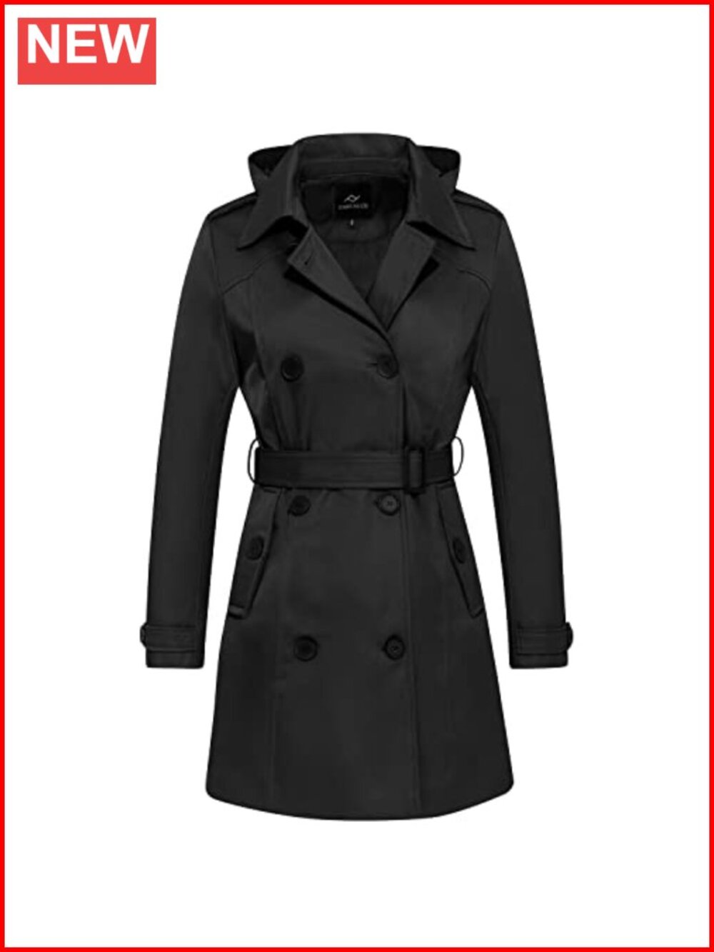 Women's Waterproof Trench Coat Double Breasted Windbreaker Classic Belted Lapel